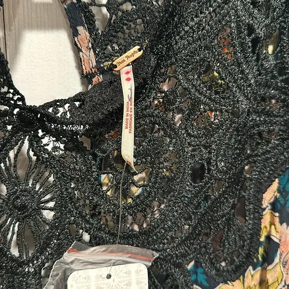 💗 Free People Margot Black Floral Mini Dress