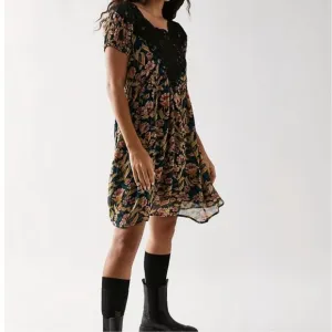 💗 Free People Margot Black Floral Mini Dress