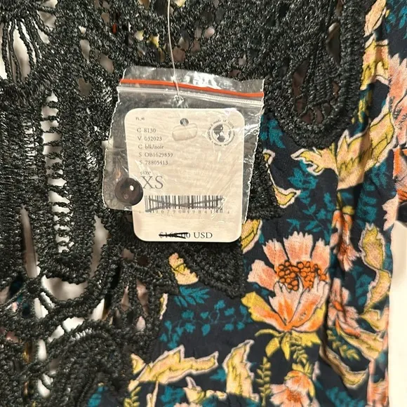 💗 Free People Margot Black Floral Mini Dress