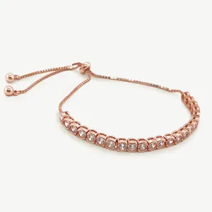 18ct Rose Gold Plated Sterling Silver & Cubic Zirconia Ultra Tennis Toggle Bracelet