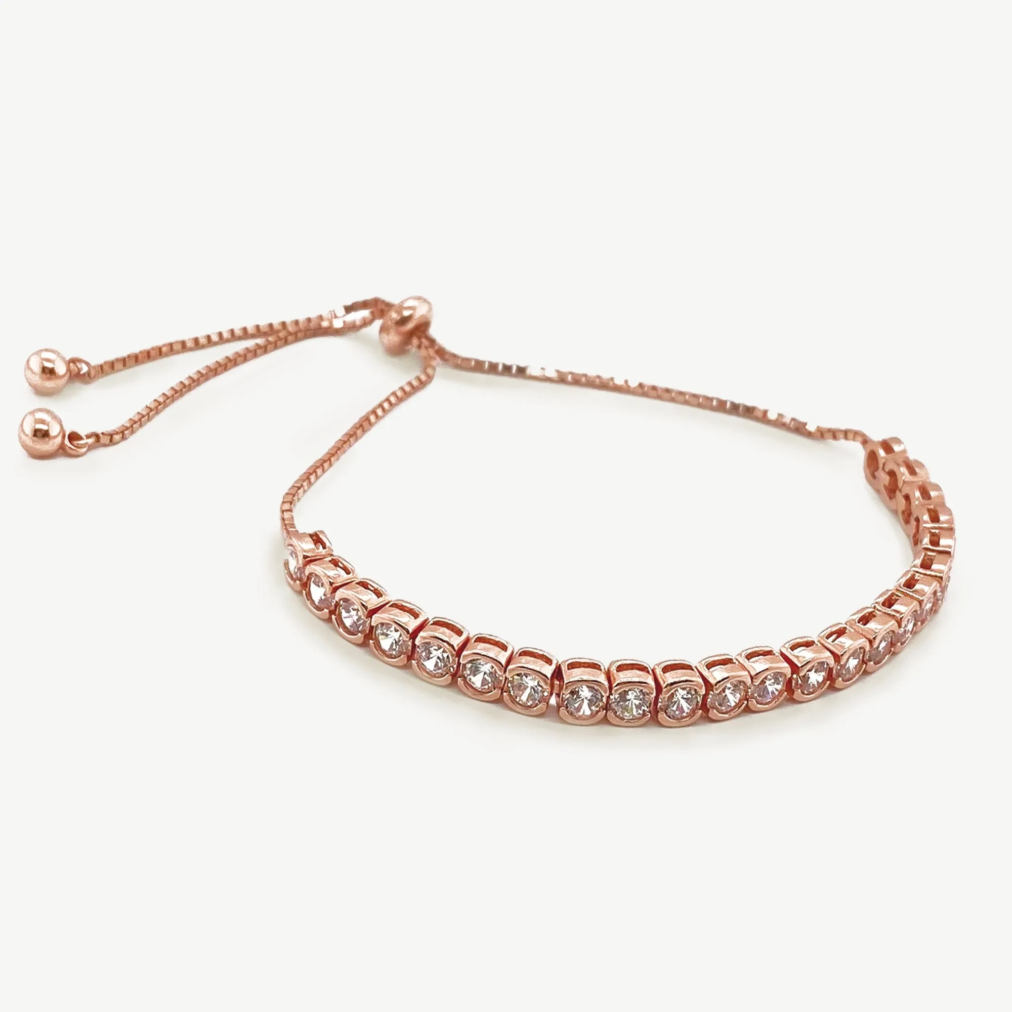 18ct Rose Gold Plated Sterling Silver & Cubic Zirconia Ultra Tennis Toggle Bracelet