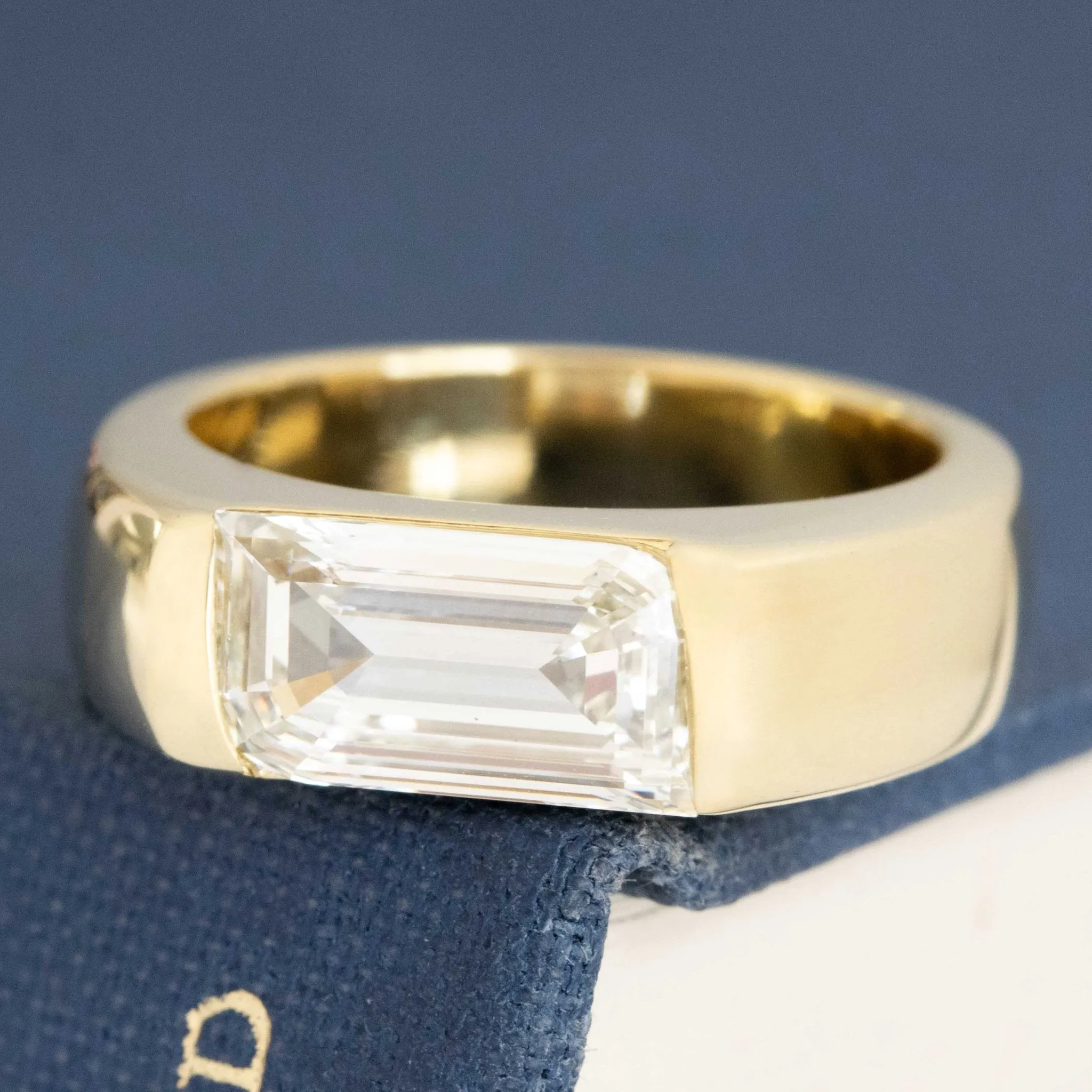 1.90ct Flame Step Cut Diamond Half-Bezel Solitaire
