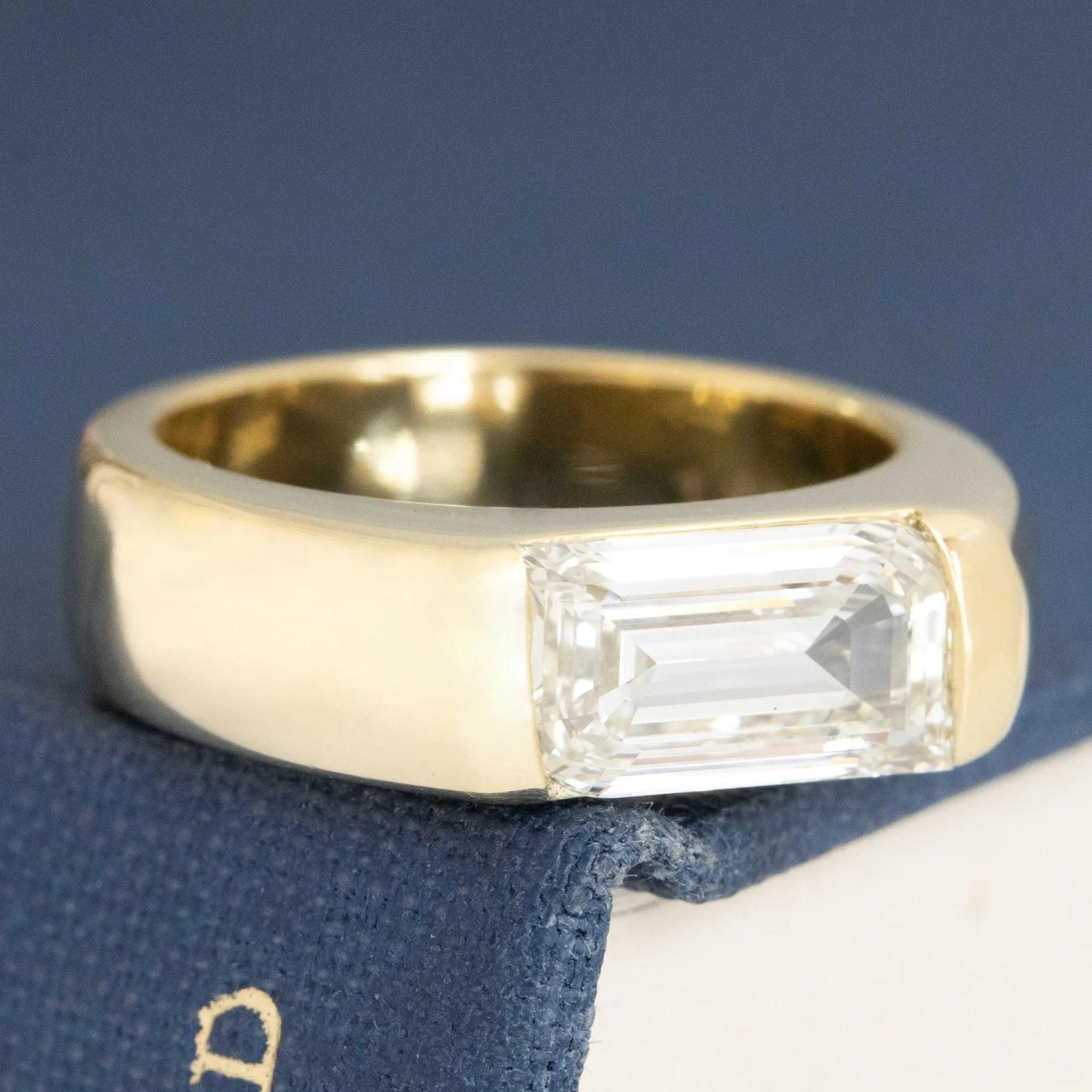 1.90ct Flame Step Cut Diamond Half-Bezel Solitaire