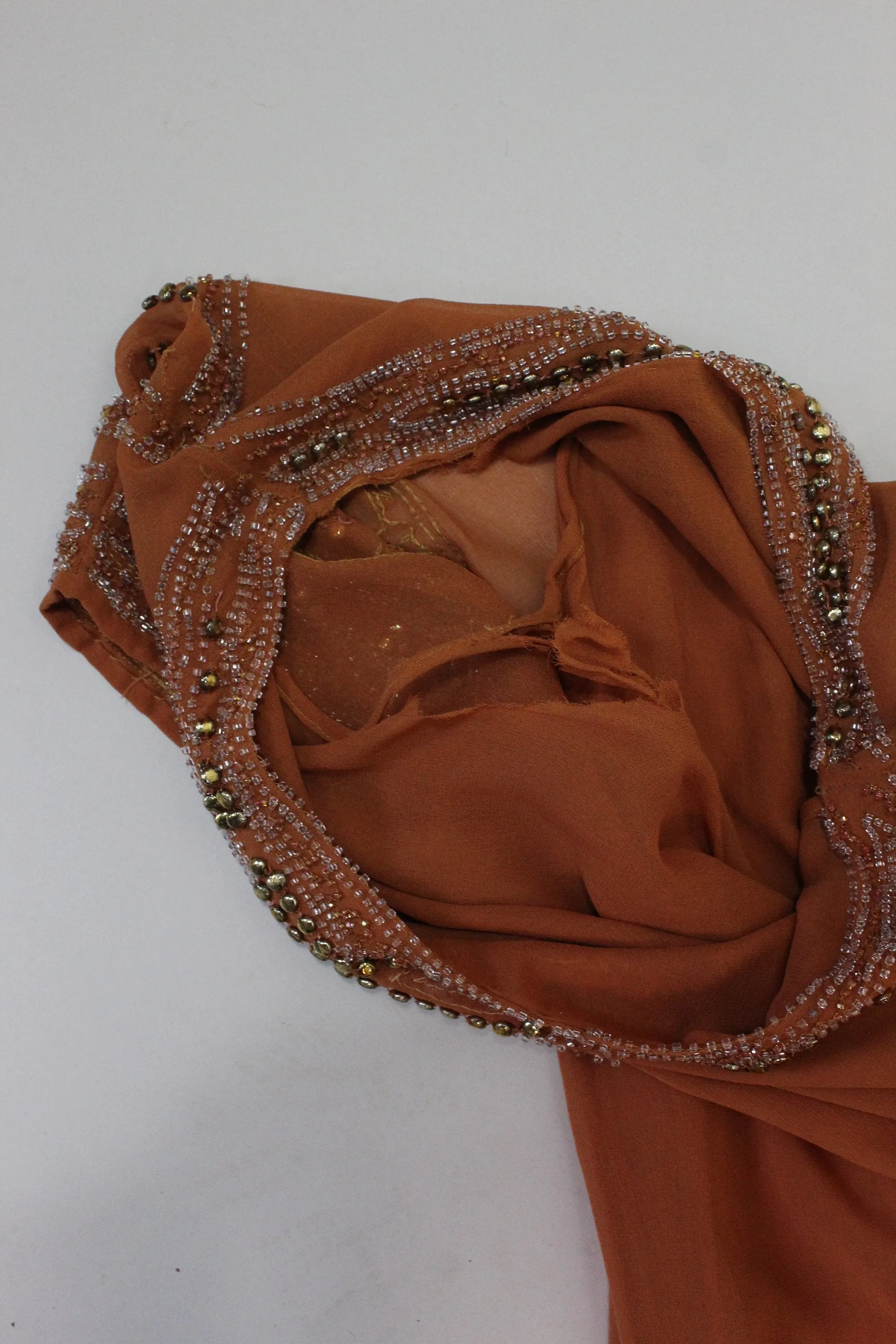 1920s rare PUMPKIN beaded GOLD STUD dress xs small | new fall