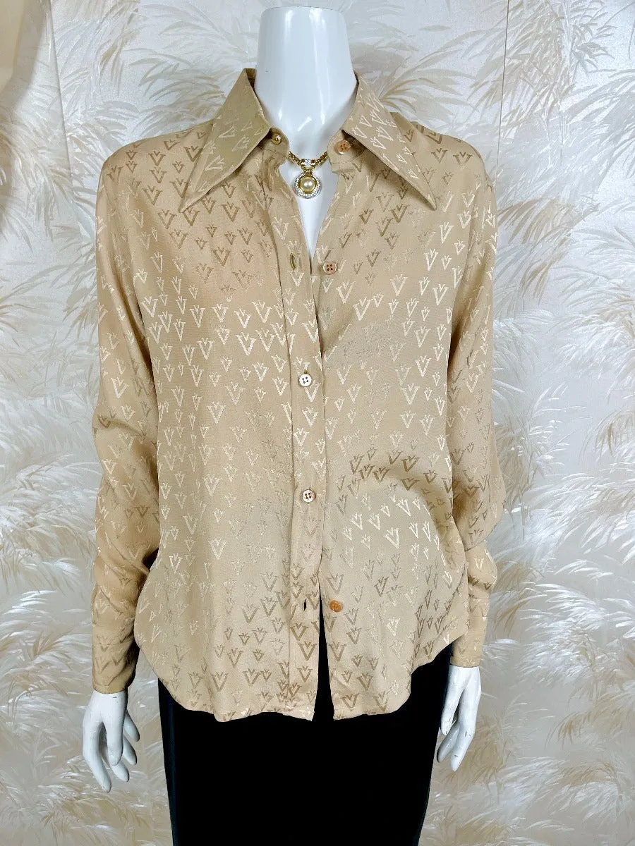 1970's Valentino V-Print Blouse
