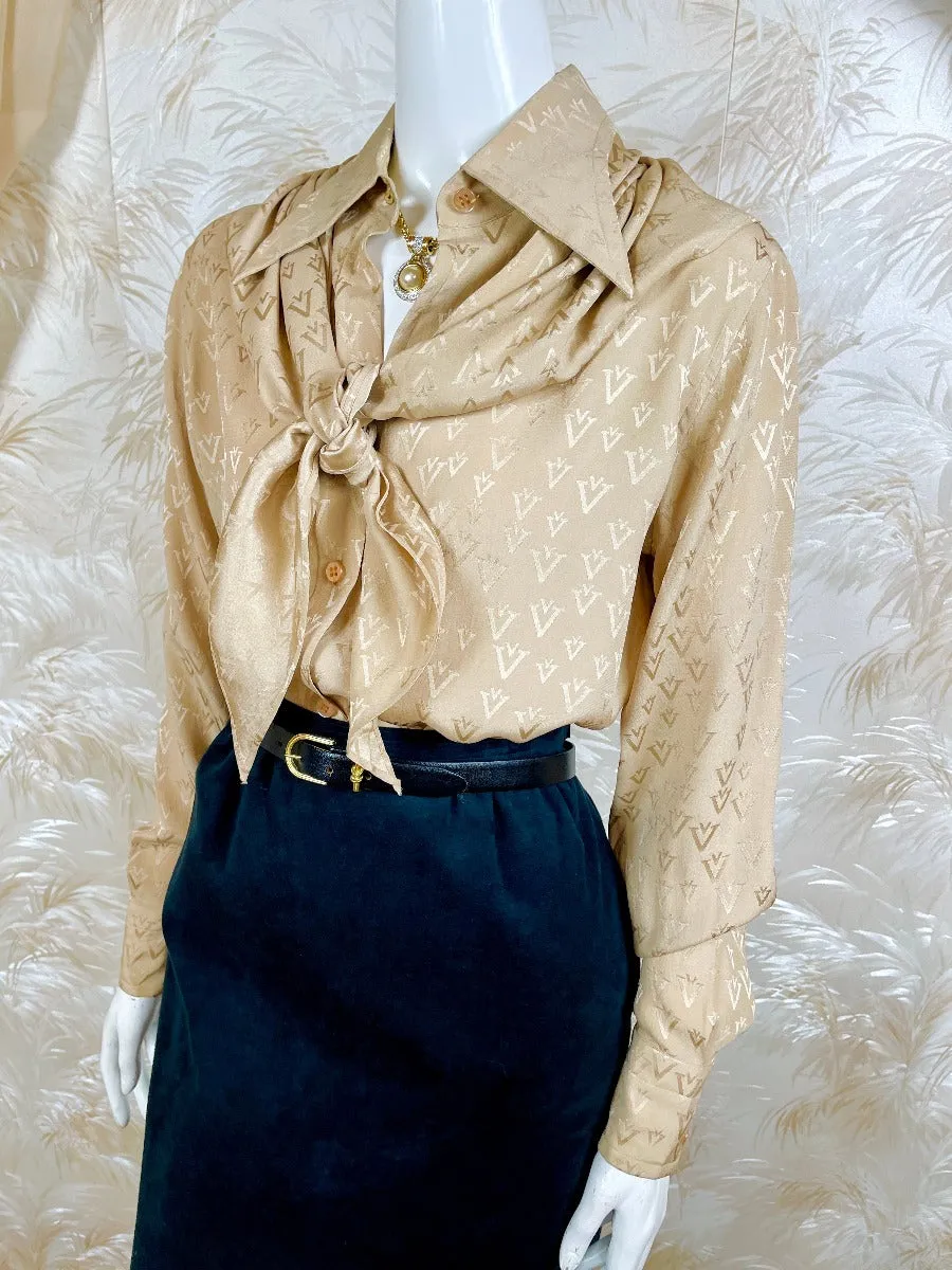 1970's Valentino V-Print Blouse