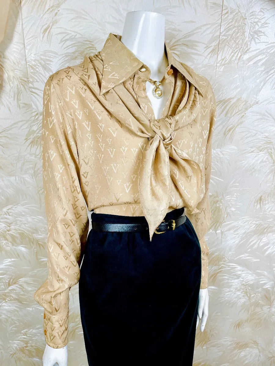 1970's Valentino V-Print Blouse