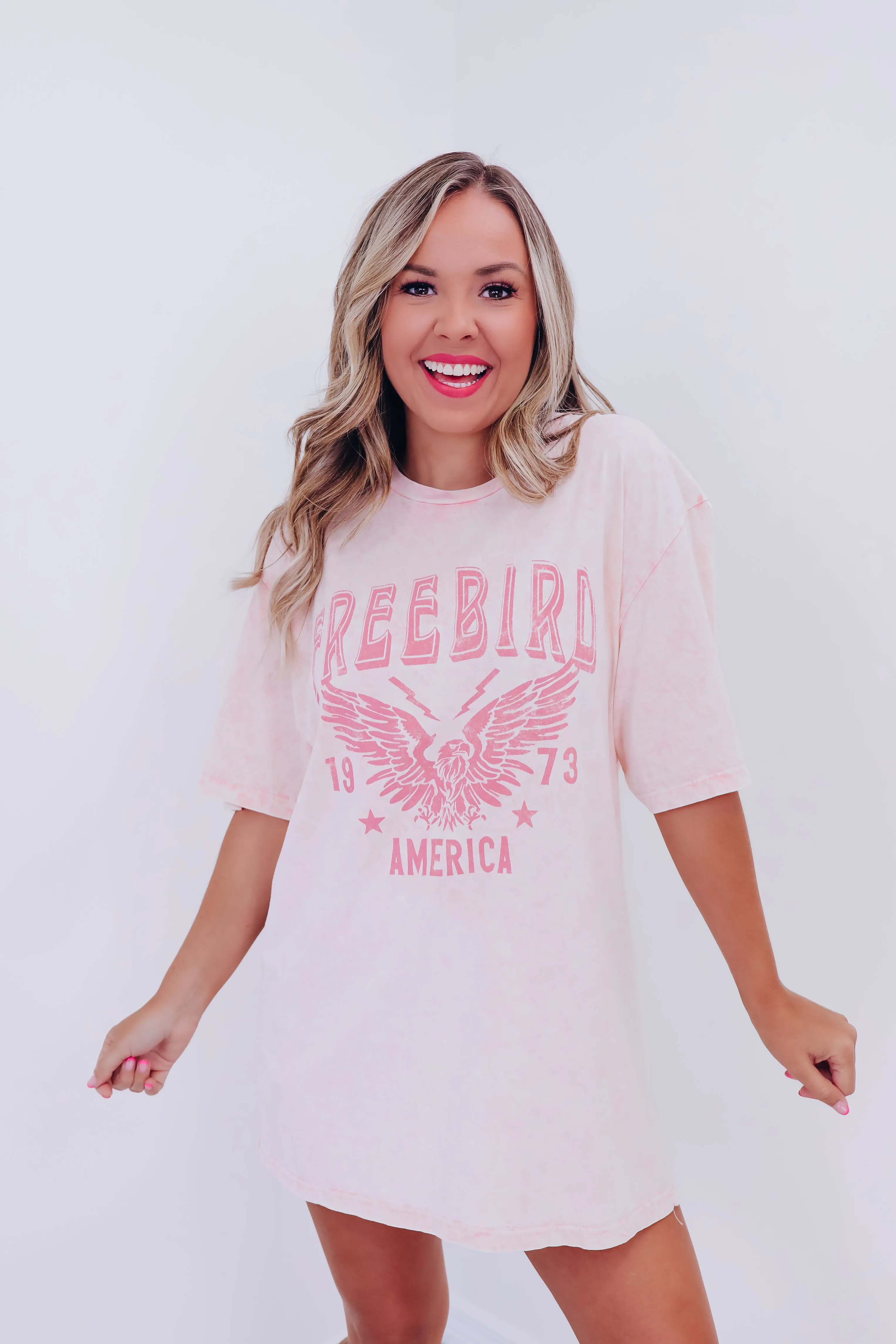 1973 Free Bird Graphic Tee - Pink
