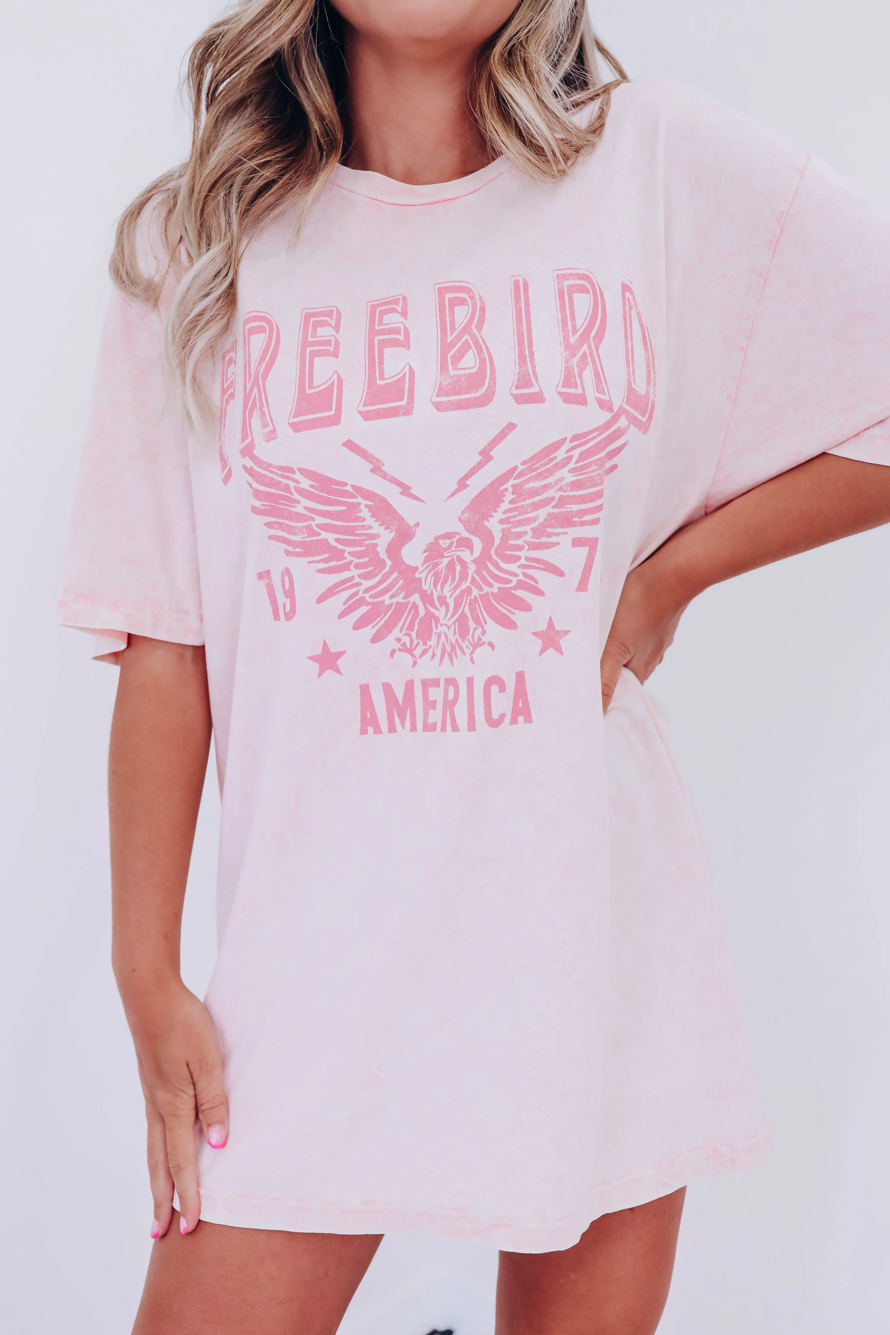 1973 Free Bird Graphic Tee - Pink