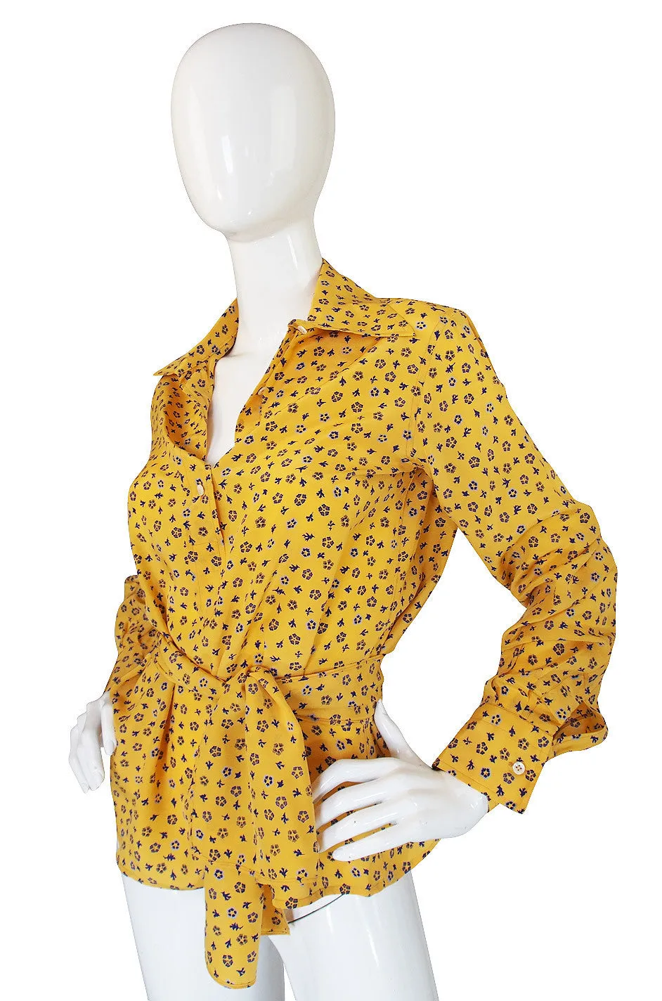1975 Valentino Lemon & Blue Silk Shirt