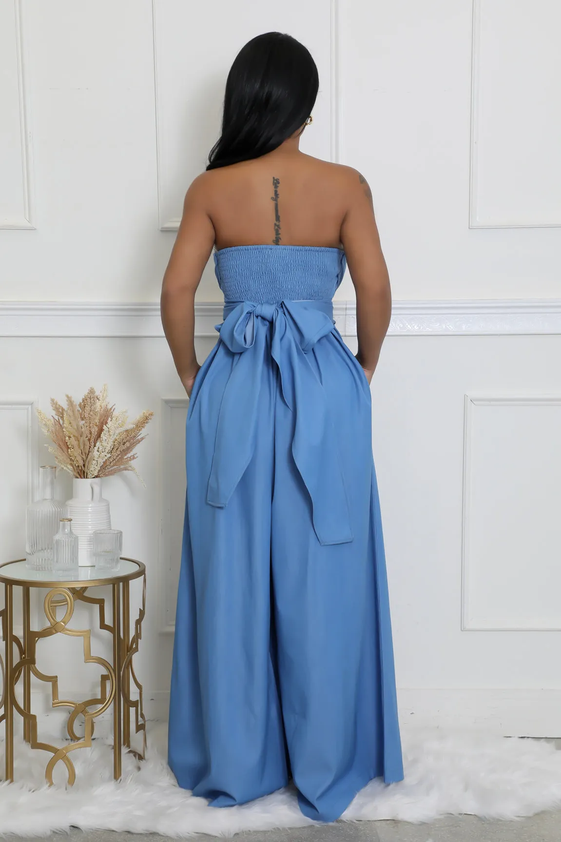 28383P - STRAPLESS POINTED BUST JUMPSUIT