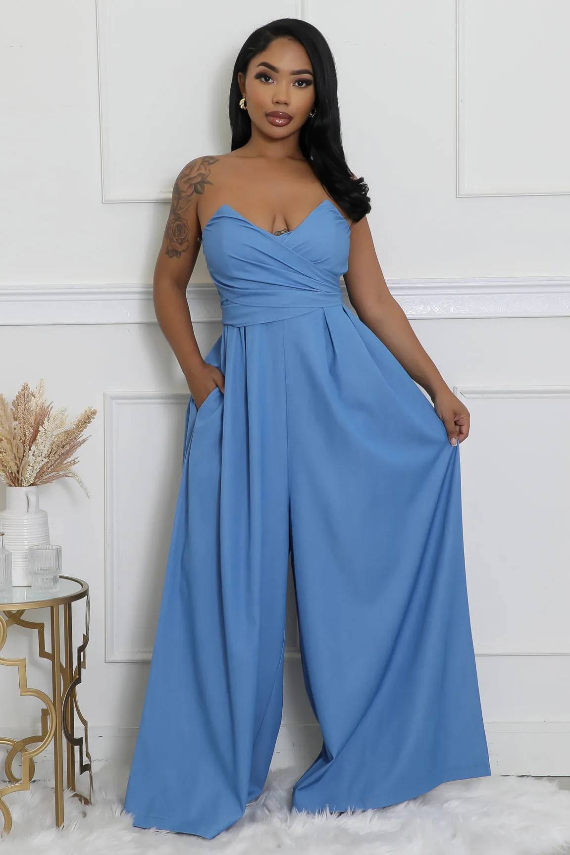 28383P - STRAPLESS POINTED BUST JUMPSUIT