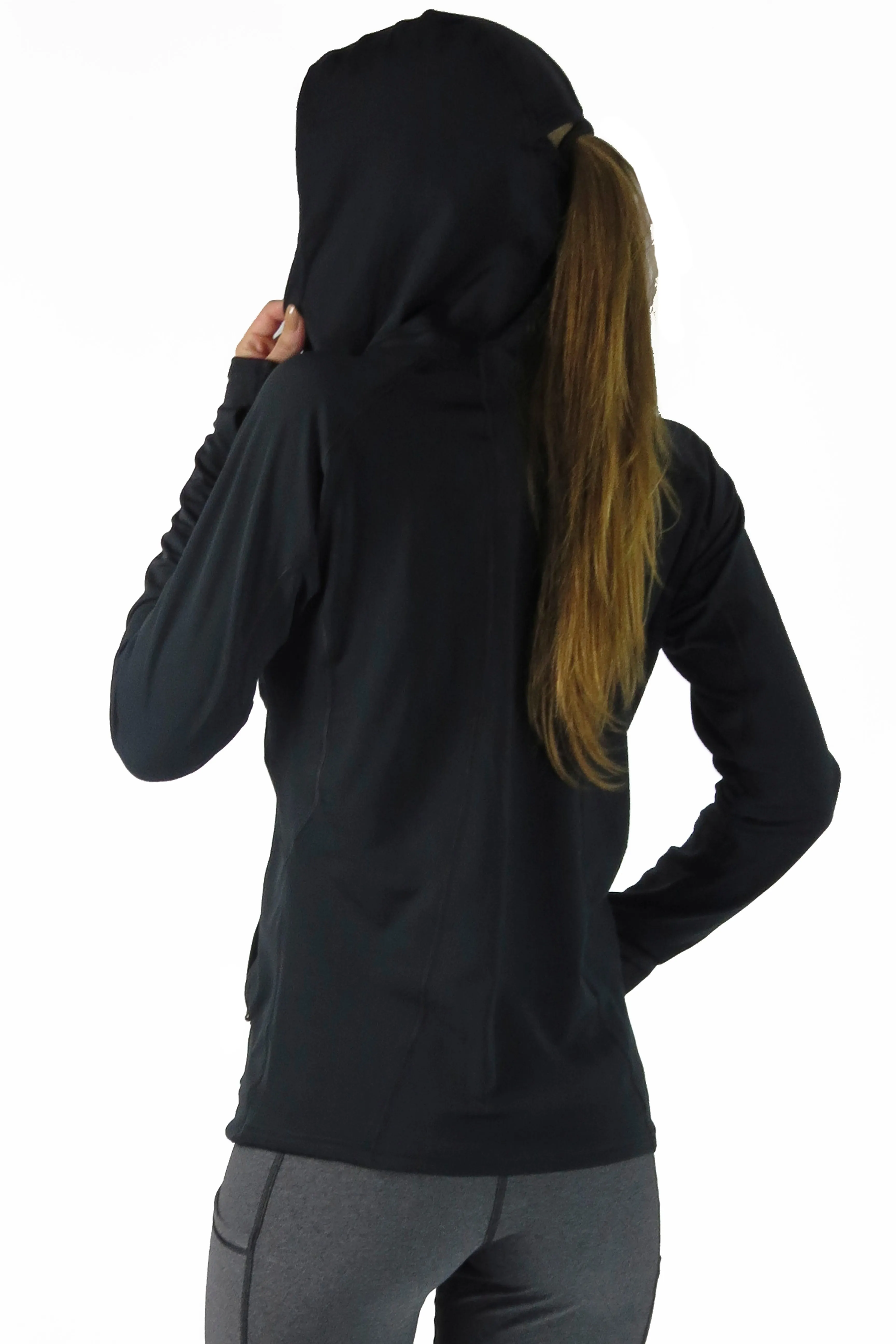 3311- Hope Pink Ribbon - Performance Pony Tail Hoodie/Black
