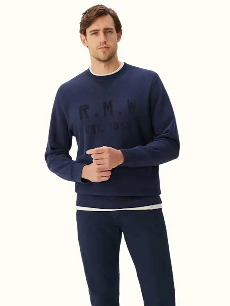 40% OFF RM WILLIAMS Stencil Crew Neck Jumper - Men's - Midnight - Sizes: SMALL & 2XL