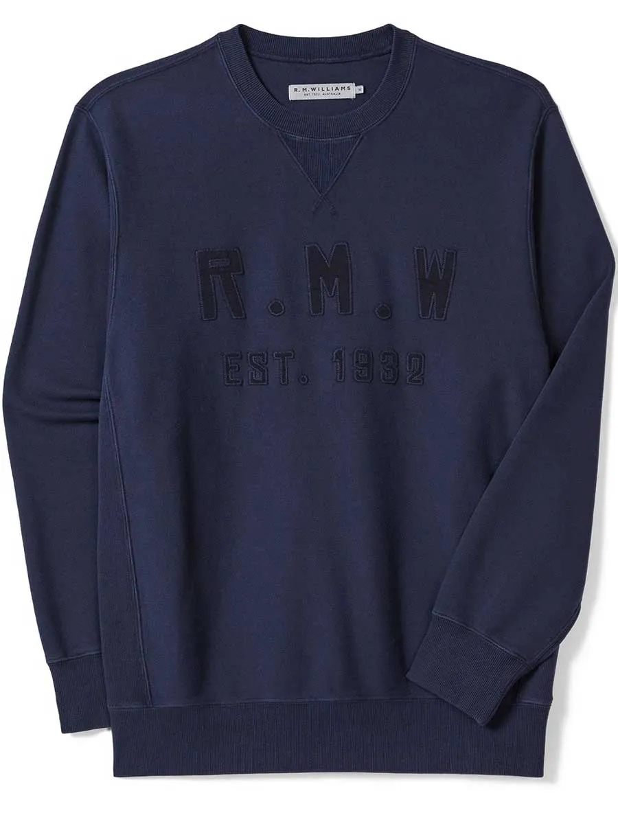 40% OFF RM WILLIAMS Stencil Crew Neck Jumper - Men's - Midnight - Sizes: SMALL & 2XL