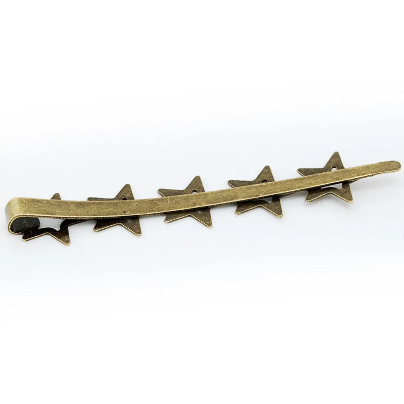 66 * 8mm Antique Bronze Geometry sharp word folder hairpin base,five-pointed star,Bobby Pin Base,Metal,20pcs/lot