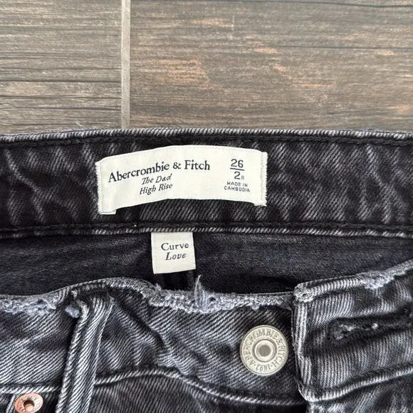 Abercrombie Dad High Rise Black Jean Size 26 Curve Love