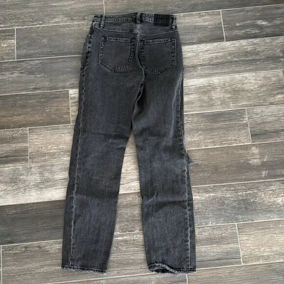 Abercrombie Dad High Rise Black Jean Size 26 Curve Love