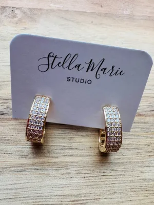 Adelaide Crystal Goldtone Huggie Hoop Earrings