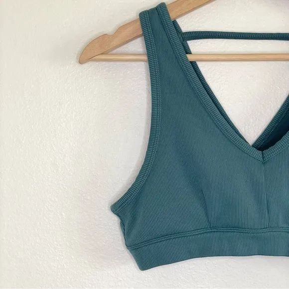 ALO Yoga Togetherness Rib Knit Bra Seagrass Medium