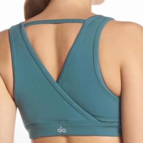 ALO Yoga Togetherness Rib Knit Bra Seagrass Medium