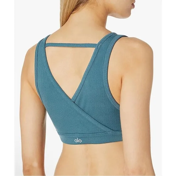 ALO Yoga Togetherness Rib Knit Bra Seagrass Medium
