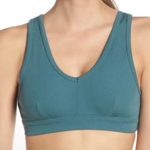 ALO Yoga Togetherness Rib Knit Bra Seagrass Medium