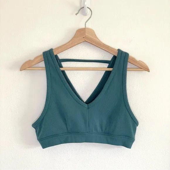 ALO Yoga Togetherness Rib Knit Bra Seagrass Medium