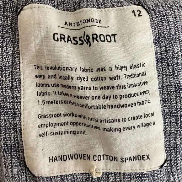Anita Dongre Grassroot Pencil Skirt Womens 12 Large Stretch Cotton Crepe Blue