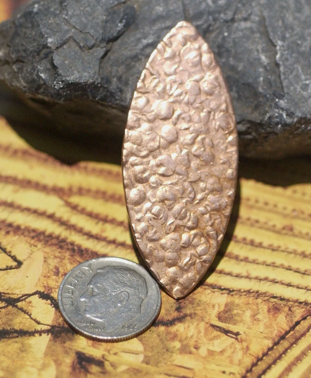 Antique Hammered Chubby Eye Pointed Oval Blank 49mm x 20mm 20g Shape Cutout for Blanks Enameling Stamping Texturing Variety of Metals