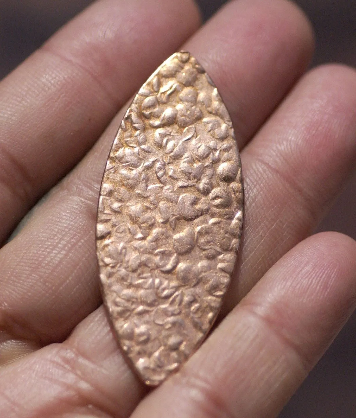 Antique Hammered Chubby Eye Pointed Oval Blank 49mm x 20mm 20g Shape Cutout for Blanks Enameling Stamping Texturing Variety of Metals
