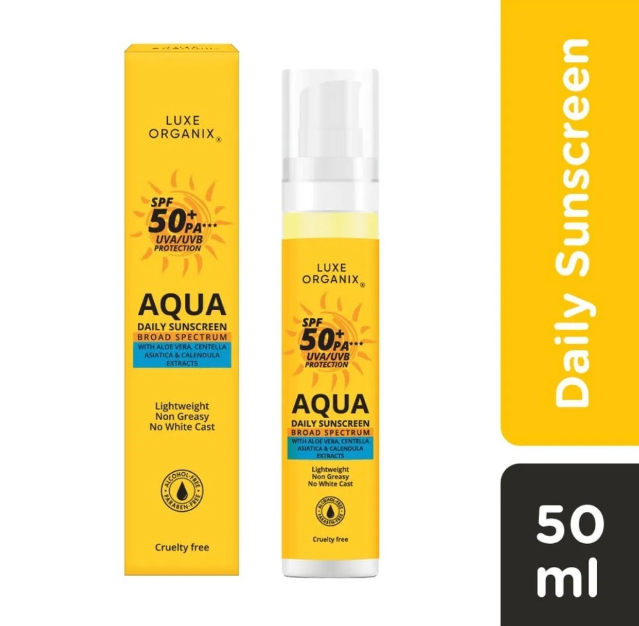 Aqua Daily Sunscreen SPF 50  PA*** UVA/UVB Protection 50ml