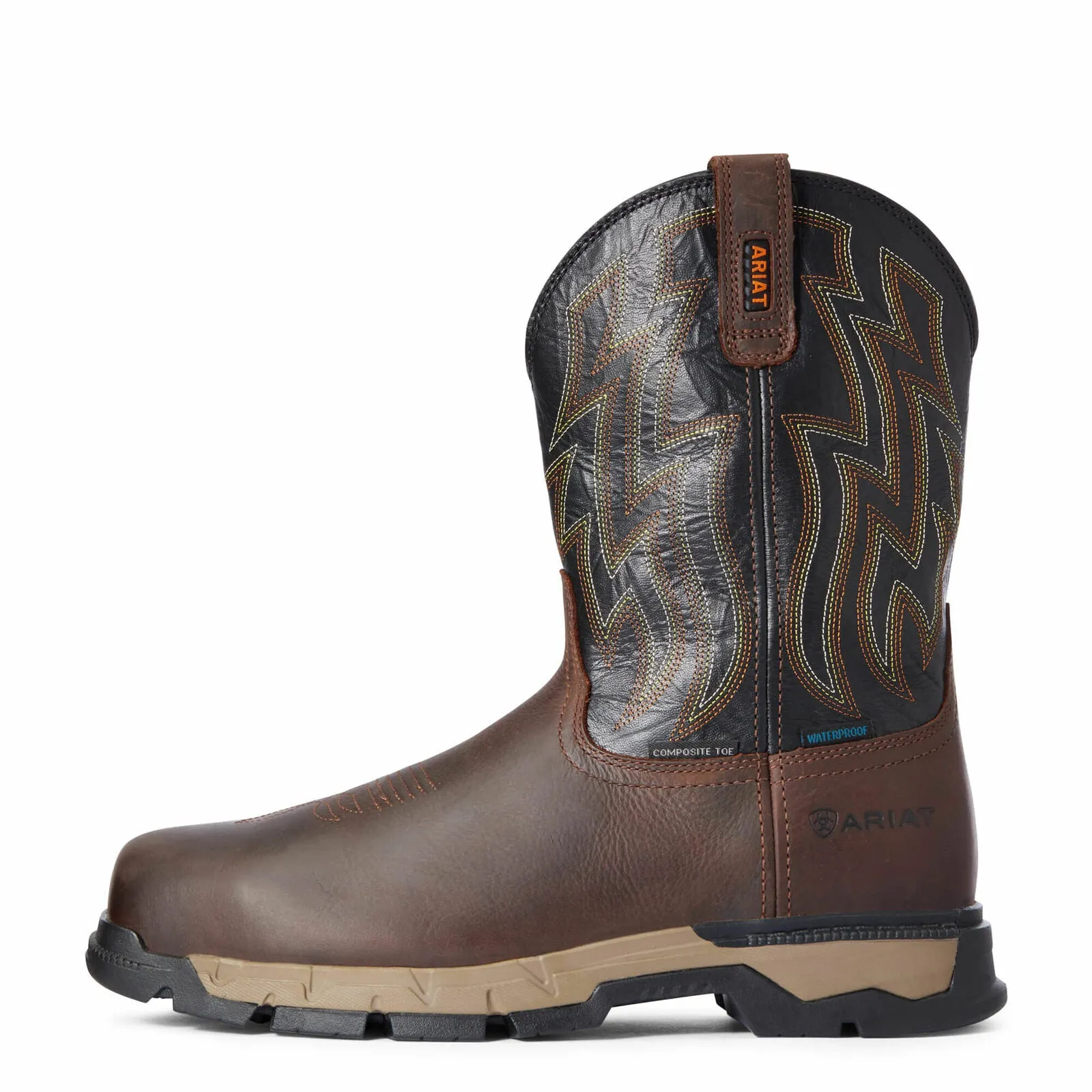 Ariat 10034157 Men's Dark Brown Rebar Flex Two Tone Composite Toe Western Boots