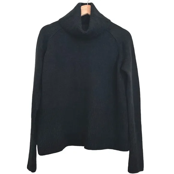 ATHLETA Aspen Cashmere Wool Turtleneck Sweater Black Oversized Boxy Fit