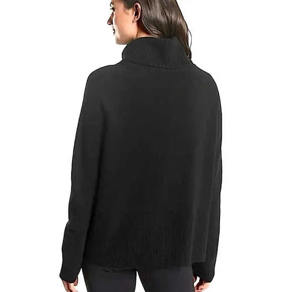 ATHLETA Aspen Cashmere Wool Turtleneck Sweater Black Oversized Boxy Fit