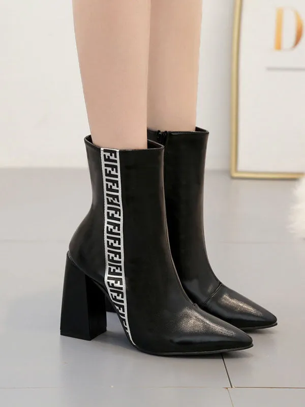 Autumn and Winter New Fashion Letters Thick with Martin Boots Super High Heel Women's Booties