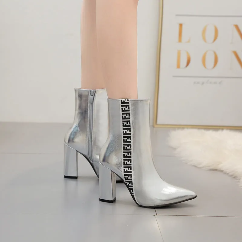 Autumn and Winter New Fashion Letters Thick with Martin Boots Super High Heel Women's Booties