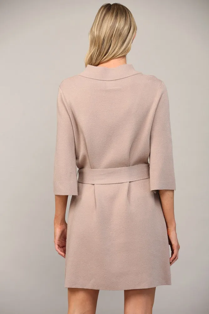 Belted Mock Neck Sweater Dress