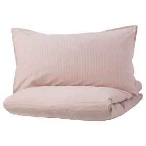 BERGPALM Quilt cover and pillowcase, pink, stripe, 150x200/50x80 cm