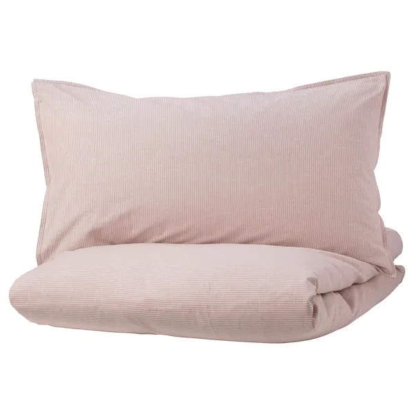 BERGPALM Quilt cover and pillowcase, pink, stripe, 150x200/50x80 cm