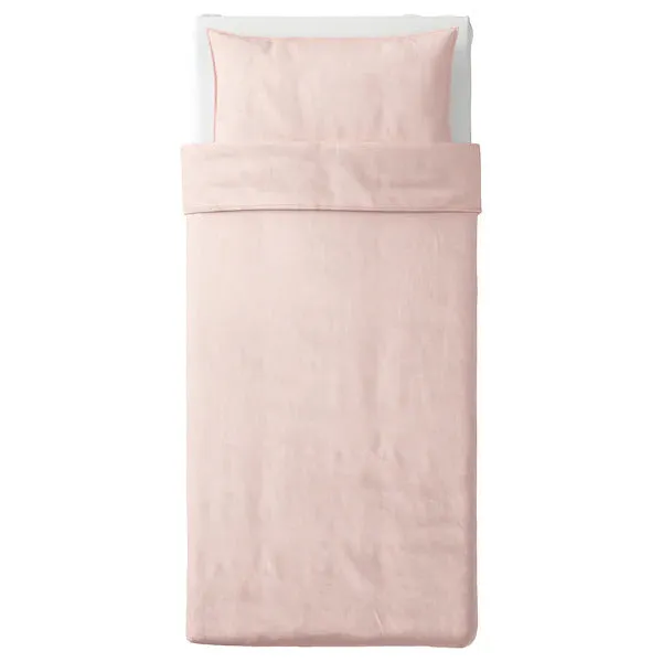 BERGPALM Quilt cover and pillowcase, pink, stripe, 150x200/50x80 cm
