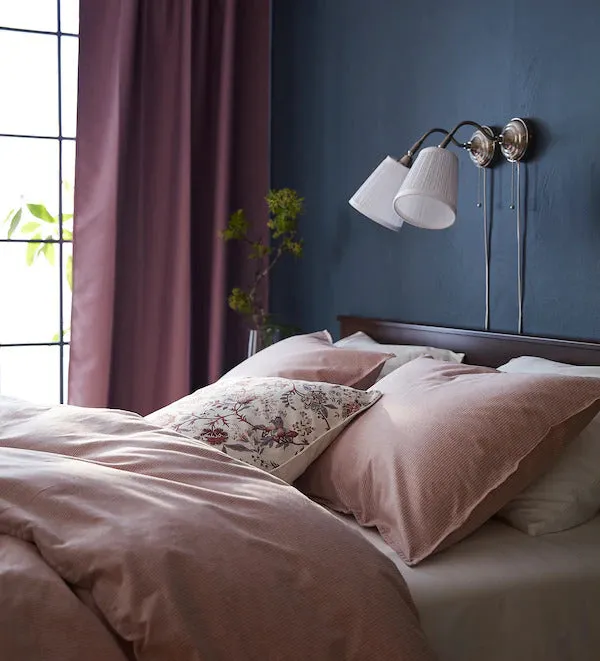 BERGPALM Quilt cover and pillowcase, pink, stripe, 150x200/50x80 cm
