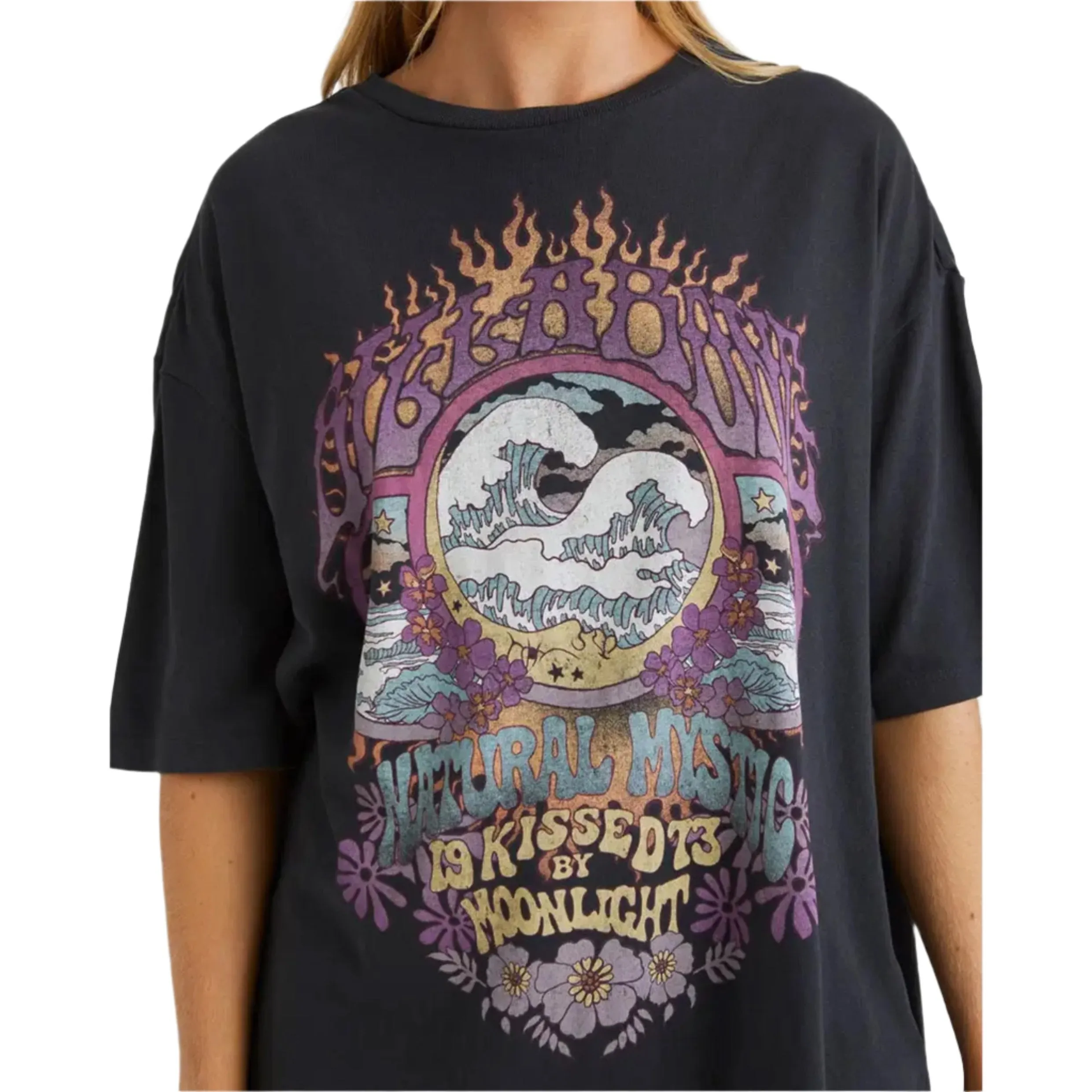 BILLABONG WOMENS'S NATURAL MYSTIC TEE OFF BLACK