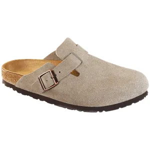 Birkenstock Unisex Boston Soft Footbed - Suede Leather Taupe