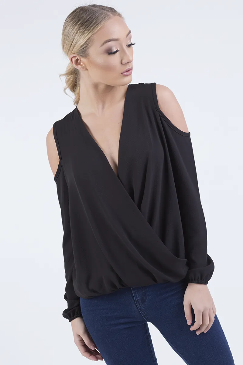 Black Cold Shoulder Top - Elsie