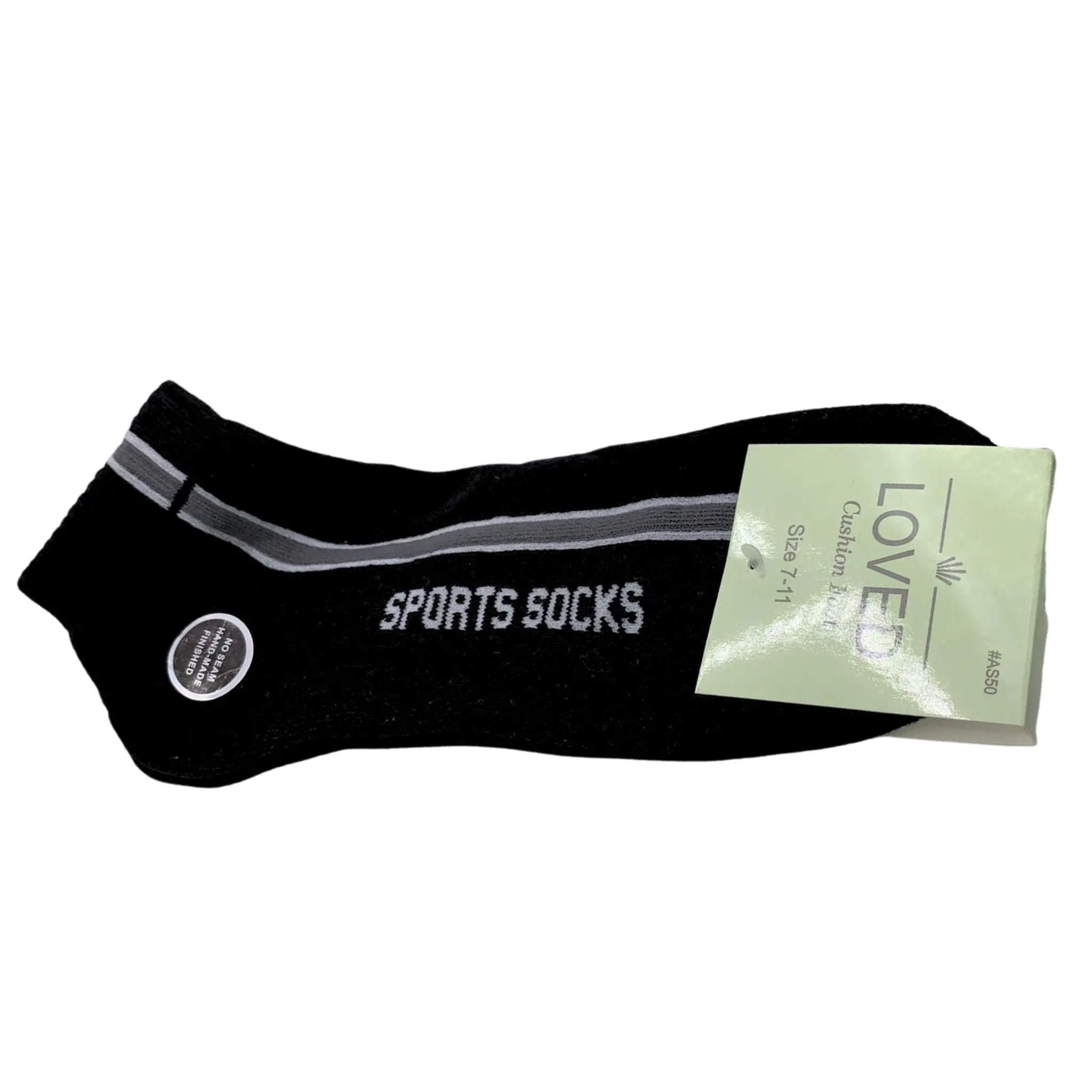 Black Sport Ankle Socks (Pair) AS50 | Size 7-11
