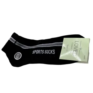 Black Sport Ankle Socks (Pair) AS50 | Size 7-11