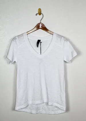 Bobi S/S V Neck Raw Edge Top