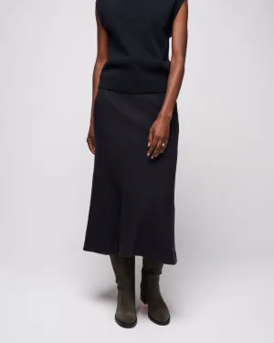 boiled wool sculpted skirt - midnight navy