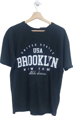 Boohoo Black USA Brooklyn T-Shirt UK S